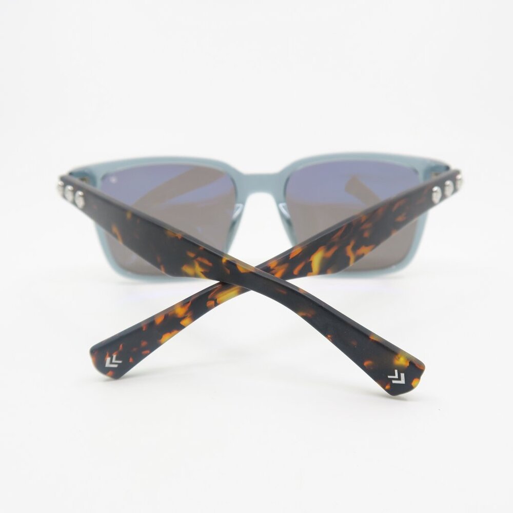 John Varvatos SJV554 56mm Blue Crystal Mirror with Skulls, New Men's Sunglasses. - Picture 9 of 10